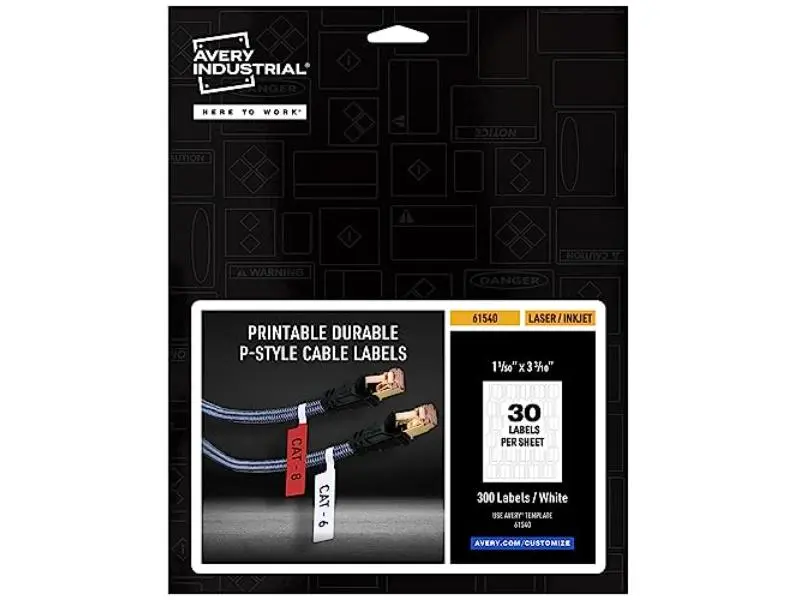 Avery AVE61540 1 x 3.3 in. P-Style Self-Adhesive Cord Cable Labels