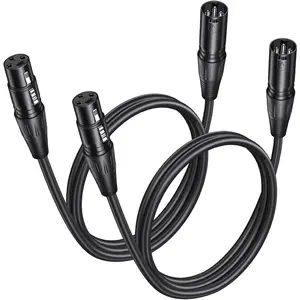 2 Pack Premium XLR Cable - 3ft, Male to Female Microphone Cable Oxygen-Free Copper (OFC) Mic Cord for Speaker Podcast Audio Mixer DMX Effector Amplifier Sound Card, Black