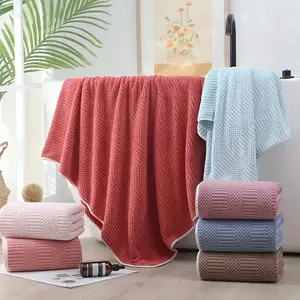 1Pcs Soft Coral Fleece towel/bath towel/square towel, lucky Gridtowel, absorbent and quick-drying, suitable for home shower, travel vacation, hotel, beach, swimming, fitness