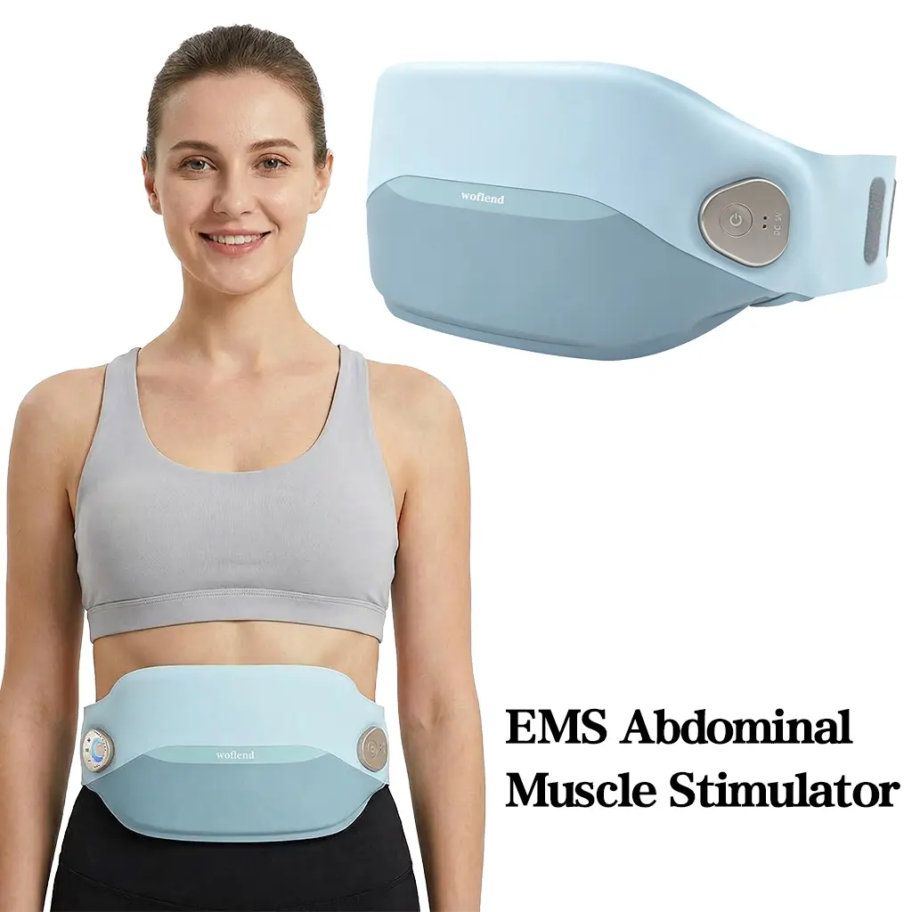 Woflend EMS Abdominal Massager – Smart Pulse Technology for Core Conditioning & Daily Relaxation Adjustable Gift Lightweight Mild Silicone Lightweight