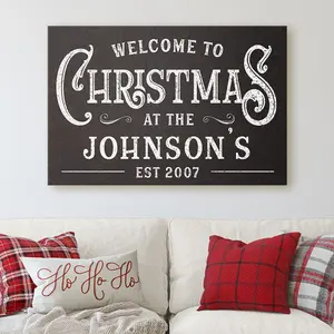 Personalized Welcome To Christmas Family Name Canvas
