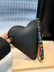 Fashion Heart-Shaped Mini Women's Wallet, Wrist Strap Coin Bag, Zip Card Holder, Key Case, Valentine's Day Gift, Daily Use