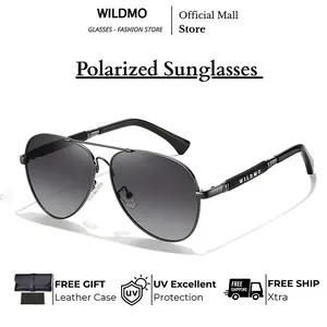 WILDMO Vintage Pilot Sunglasses Double Bridge Women Men Large Square Thick Frame Trendy Eyewear UV400
