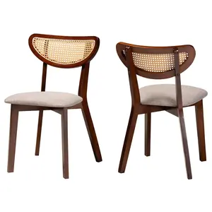 Baxton Studio Dannell Fabric and Wood Dining Chair Set of 2