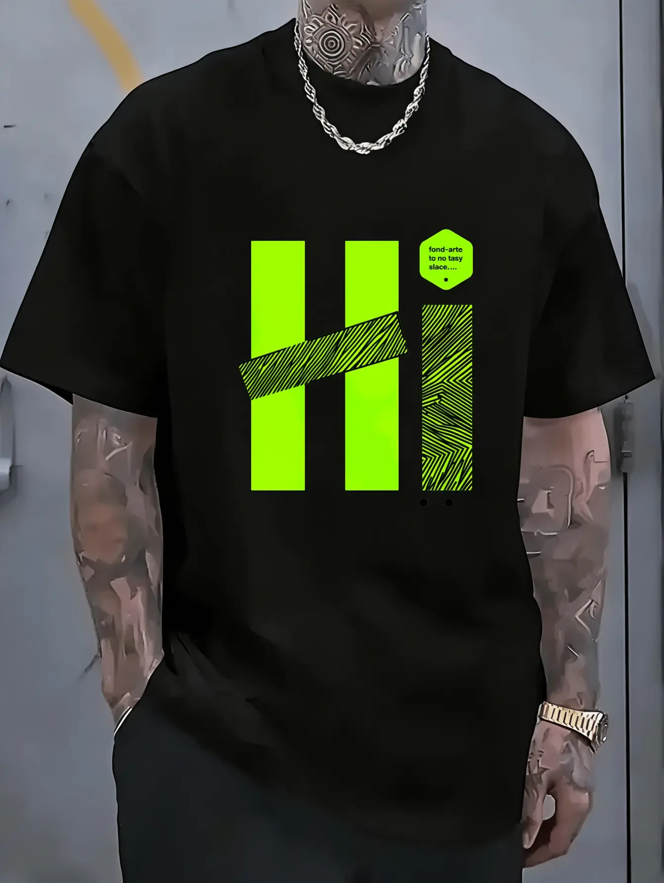 Men'S Minimalist Fluorescent Green HI Print T-Shir unisex soft cotton short sleeve t shirt, vintage graphic casual tee for men women teens, perfect birthday holiday gift for camping travel gym daily street casual wear