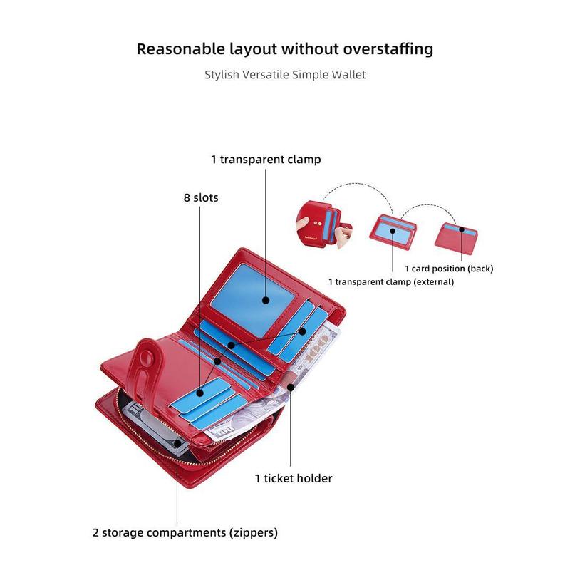 Premium Waxed Leather Slim Wallet - RFID Blocking 2-in-1 Card & Coin Pouch, Ins-Inspired Essential for Daily & Travel