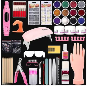 Nail Practice Hand for Acrylic  Practice Training Kits, Nail Dryer Lamp, Acrylic Powder Beginners Kit Nail Care Clear Polish Manicure Cutics Comfort
