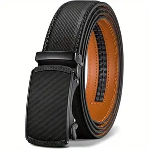 Mens Belt Leather Ratchet Casual Automatic Buckle Belt Modern Men'S Buckle Belt for Men Designer Belt Dress and with Adjustable Buckle for Men'S Wear Gift Textured Business Men'S Belt