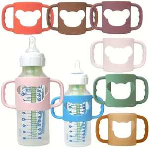 Silicone Bottle Handle With Cartoon Pattern, Daily Use Bottle Accessories, Soft Elastic Silicone Sleeve, Suitable For Neck Bottles