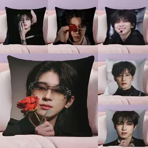 Kpop W-Wonwoo Cushion Cover Soft Short Plush Fabric Double-Sided Print | Organic, Breathable,Sofa Pillow Case,Invisible zipper Mite Removal Durable Materia | Warm Winter Home Child Gift