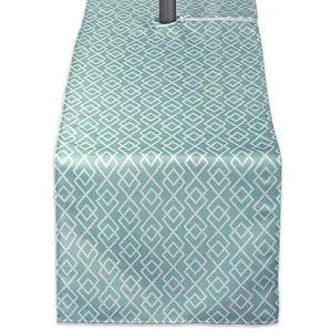 Design Imports Aqua Diamond Outdoor Table Runner w/Zipper - 14" x 108"