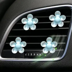 4pcs Transparent Five-Petal Flower Car Vent Air Freshener Clips, Cute Jelly Flower Car Interior Accessories, Car Aromatherapy Decorations, Car Accessory