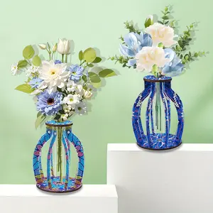 2-Packs DIY Diamond Painting Puzzle Vase Kit, Simple Vase Assembled By Hand, Desktop Decorative Vase, Creative Desktop Ornaments Decorative Vase for Beginners Of Hand-made Diamond Painting (Flowers NOT Included)