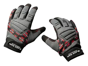Performance Fit Tactical Utility & Hunting Gloves with Gel Impact Protection and Touchscreen Fingers (Black/Red/Grey)