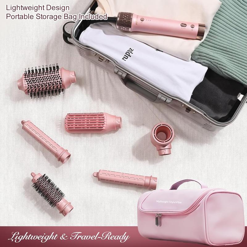 Mythsight StyleVibe 6-in-1 Hot Air Styler, High-Speed Air Auto Wrap Curler, Volumizing Styling Blower Brush, Hair Blow Dryer Brush with Travel Case, Smooth & Frizz-Free Blowout No Heat Damage, Perfect Present for Valentine Women Family Friend Gift