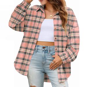 ETCYY NEW Women’s Pink Striped Plaid Flannel Shirt – Fitted Buffalo Check Button-Down Cardigan Blouse, Cute Fall Outfit & Rave Going Outfits, Long Sleeve Womenswear Top for Office, Business & Casual Wear,#DealsForYouDays