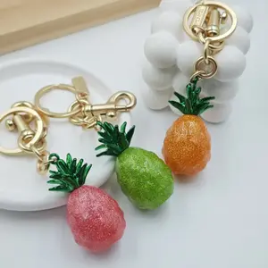 {Keychain} Fashion Three color Pineapple Fruit Pendant Keychain - Personalized Bag Pendant Creative Keychain Handbag Pendant