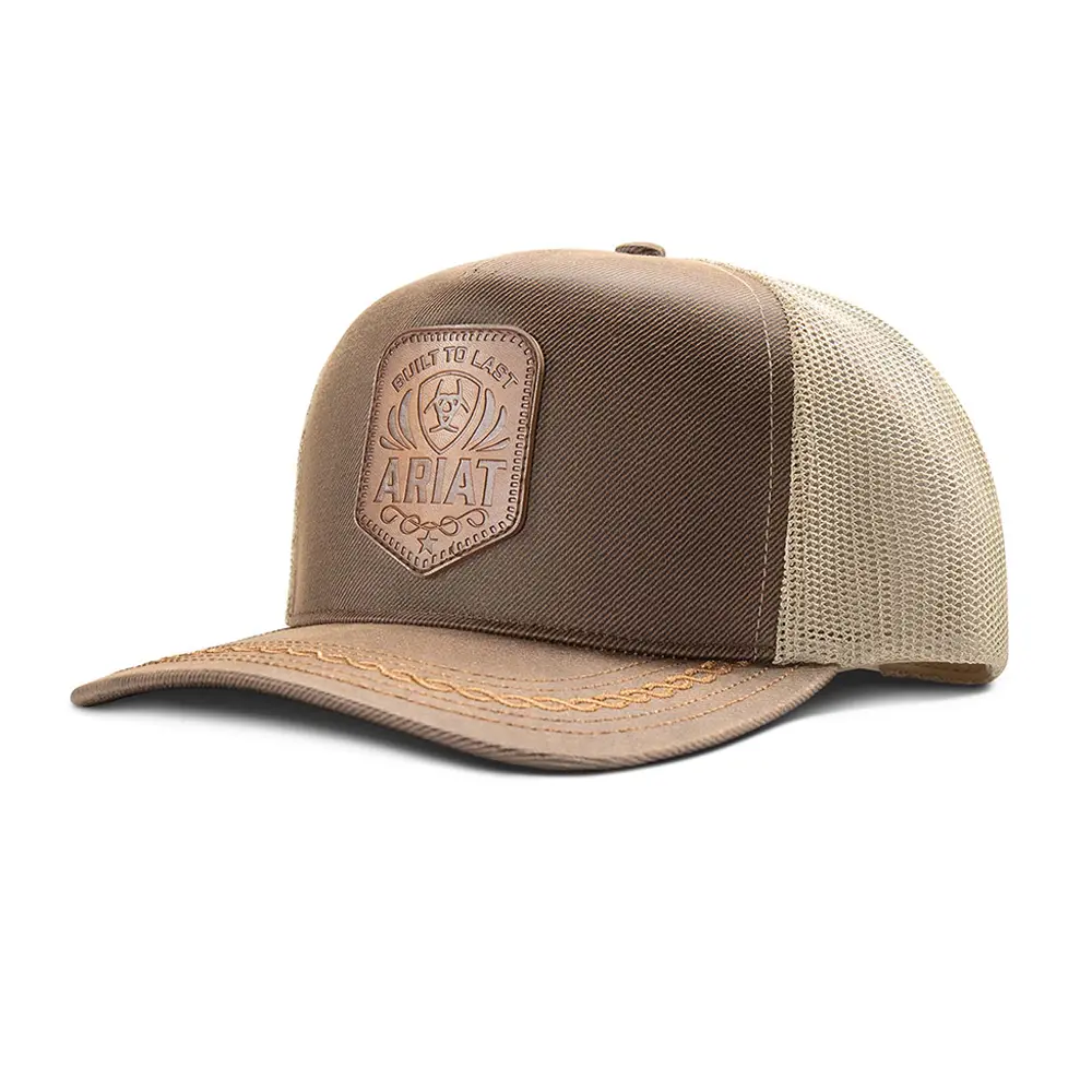 A300094502 Ariat Oilskin Faux Leather Patch Ball Cap - Brown A300094502 Ariat Oilskin Faux Leather Patch Ball Cap - Brown