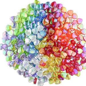 Household daily necessities 300 Pcs Acrylic Heart Shape Beads for Jewelry Making Craft DIY - Colorful Loose Beads for Bracelet Necklace Earrings - Small Hole Spacer Beads Mini Charms (8 Colors)