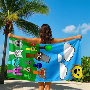 Cartoon Character Pattern Beach Towel, Soft Water Absorbent Towel, Beach Towel for Women & Men, Household Towel for Swimming Pool, Beach, Vacation