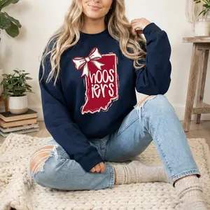 Indiana Hoosiers Shirt or Sweatshirt, IU Game Day Apparel, Cute Coquette Bow Indiana Fan Gift