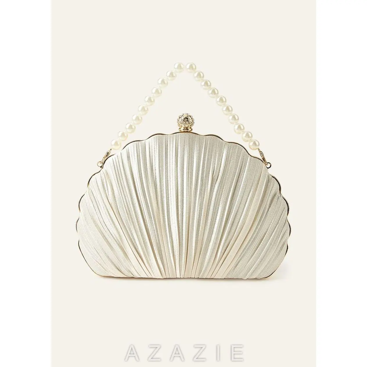 Shell-Shape Pleated Evening Clutch