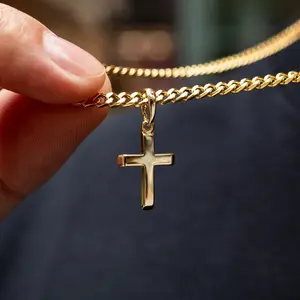 GLD Micro Simple Cross Pendant | 18k Yellow Gold, Lifetime Warranty, Ideal Everyday Accessory