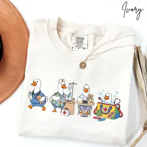 Funny Pediatric Goose Shirt For Peds Nurse Humorous Pediatrician Gift for Pediatrics Department Staff Unisex Vintage Top for Nursing School