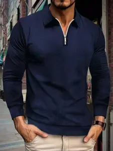 fall outfits Men's spring, autumn and winter semi-zipper lapel knitted Fitted sweatshirt hoodie, with exquisite texture, skin-friendly and comfortable, suitable for gifting, daily casual wear and going out
