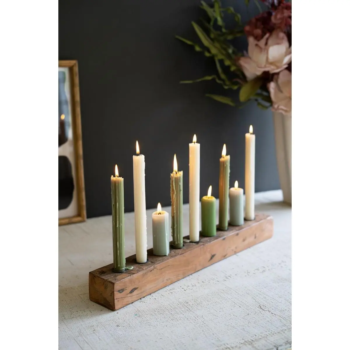 Recycled Wood Nine Taper Candelabra (Pack Of 2)
