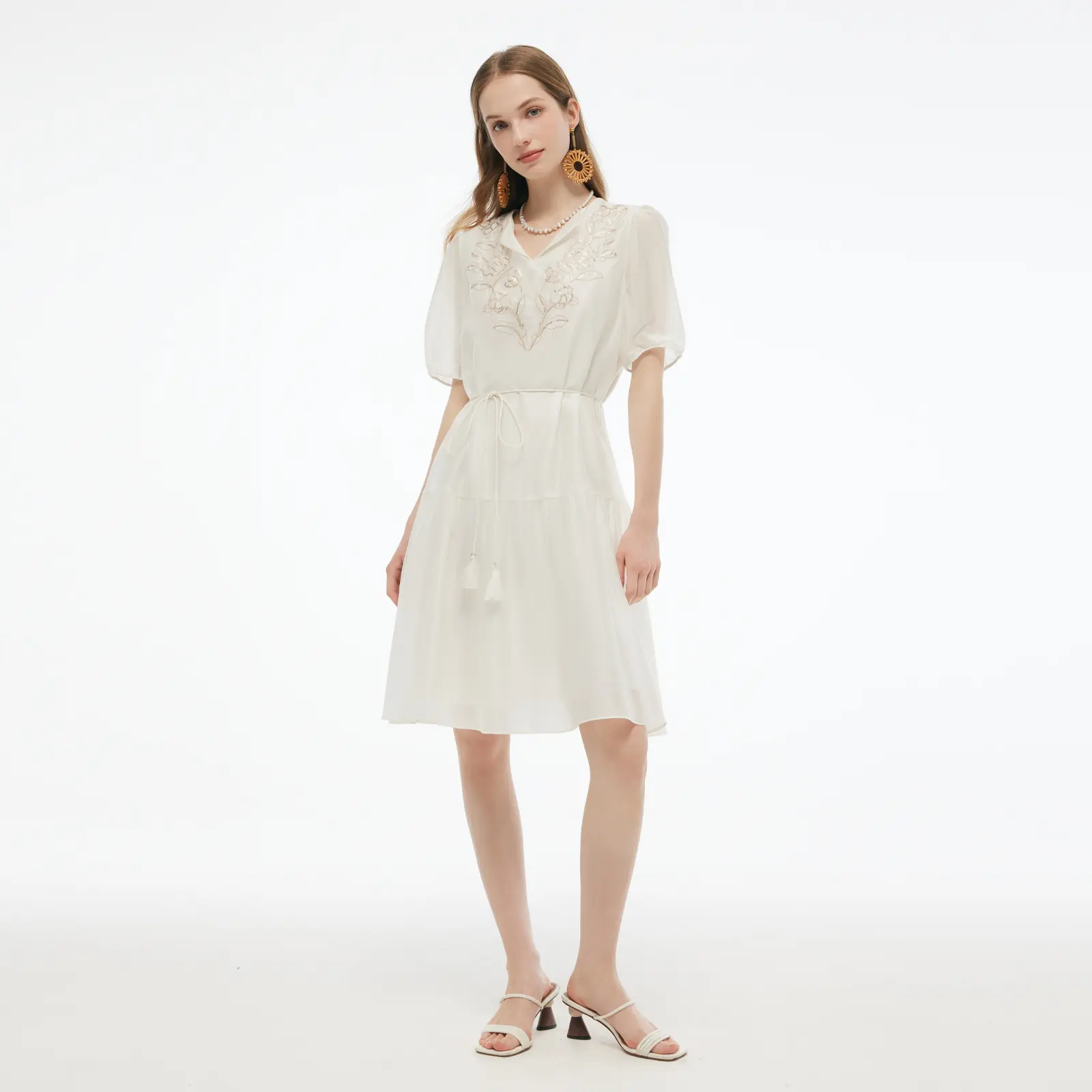 Tencel Blended Embroidered Dress Delivery Belt