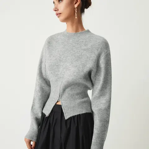 COMMENSE Women's Soft Half-Zip Fuzzy Cropped Knit Pullover Sweater - Casual Sweatshirts for Women, Easy Styling, Layer-Friendly, Multi-Size, Zip Detail, Knit Sweater Pullovers