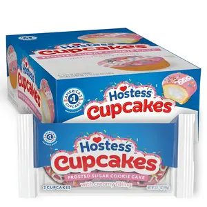 Hostess Frosted Sugar Cookie Cake Cupcakes – 6 Twin Packs (12 Cakes) | Creamy Filling & Icing