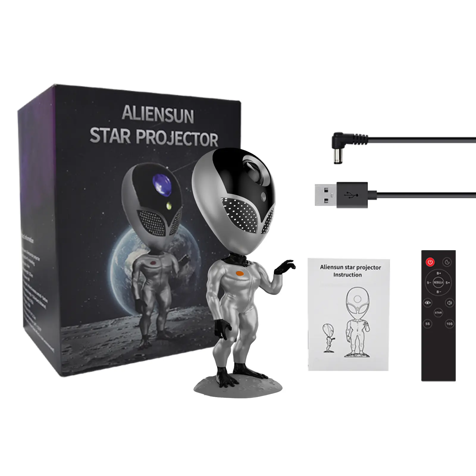 Alien-shaped Aurora Galaxy Projector - 2 in 1 Galaxy Theme Indoor Use Novelty Light, Car Decor, Birthday Gift for Teens & Kids, Ambient Ceiling Space Star Night Light, Mood Light, Birthday Gift