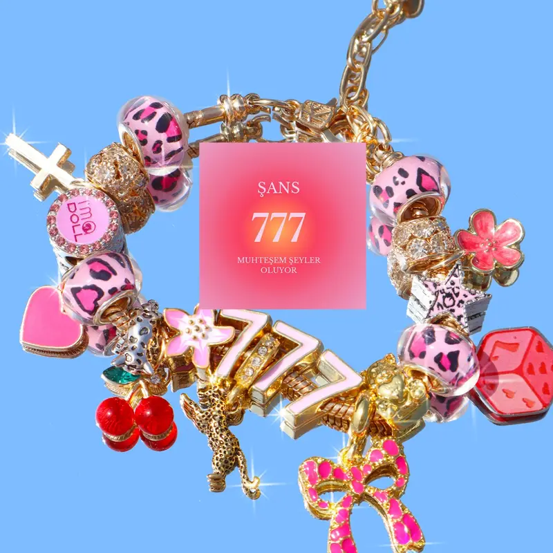 Leopard Print Cherry Charm Bracelet, Star Girl Cross Bracelet, Lucky Number 777 Bracelet, Cherry Tooth Bracelet, Pool Ball 7 Bracelet, All Seasons