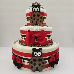 Adorable Ladybug Baby Shower Diaper Cake Gift