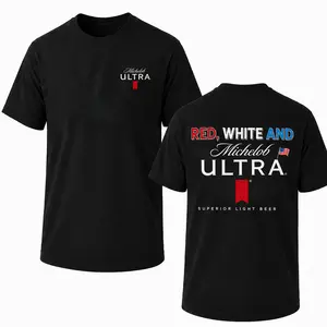 🍺🇺🇸 Red White And Michelob Ultra Graphic T-Shirt Funny 4th Of July Beer Lover Tee Patriotic USA Independence Day Shirt Men Women Vintage USA Flag Party Tee Casual Crew Neck 100% Cotton Summer Freedom Outfit Gift BBQ Festival Streetwear Apparel