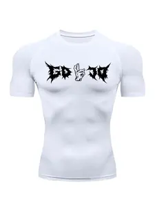 Go Jo Men's Gothic Death Metal Compression Shirt Quick Dry Athletic Workout Rash Guard for Intense Training Sessions