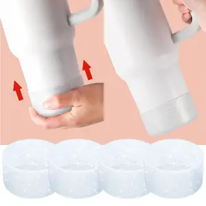 Protective Glitter Silicone Boot Bling Anti Slip Bottom Cover Bumper Cover Glitter Reduces Dents Sleeve with All Water Bottles with Bottom Width of 2.9-3in Tumblers & Water Glasses