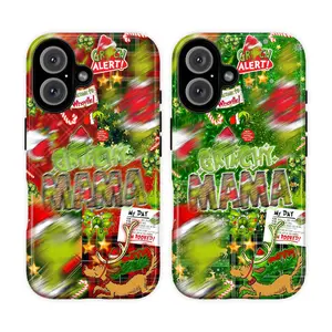 Green & Red Christmas Phone Case Grinchy Mama for iPhone 17 16 15 14 13 12 11 Pro Max X XR XS Galaxy S25 S24 S23 S22 S21 Funny Festive Shockproof Heavy Duty Retro Xmas Gift