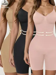 Women's Solid Color Seamless Shapewear Bodysuit, Tummy Control Butt Lifting Shaper, Women's Shapewear for Daily Wear, Compression Wear