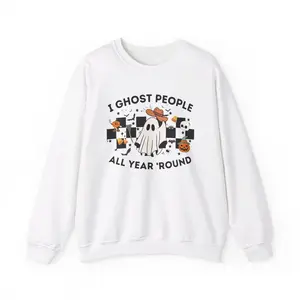 I Ghost People All Year 'Round Pullover | Spooky Season | Ghosting | Boohoo | Crewneck Sweatshirt
