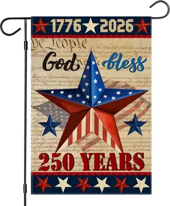 250 Anniversary USA Garden Flags for Outside,4th of July 250th Year America Banner,God Bless United States 12x18 Inch Double-Sided with Patriotic Star,1776-2026 America Merchandise for Yard Decoration