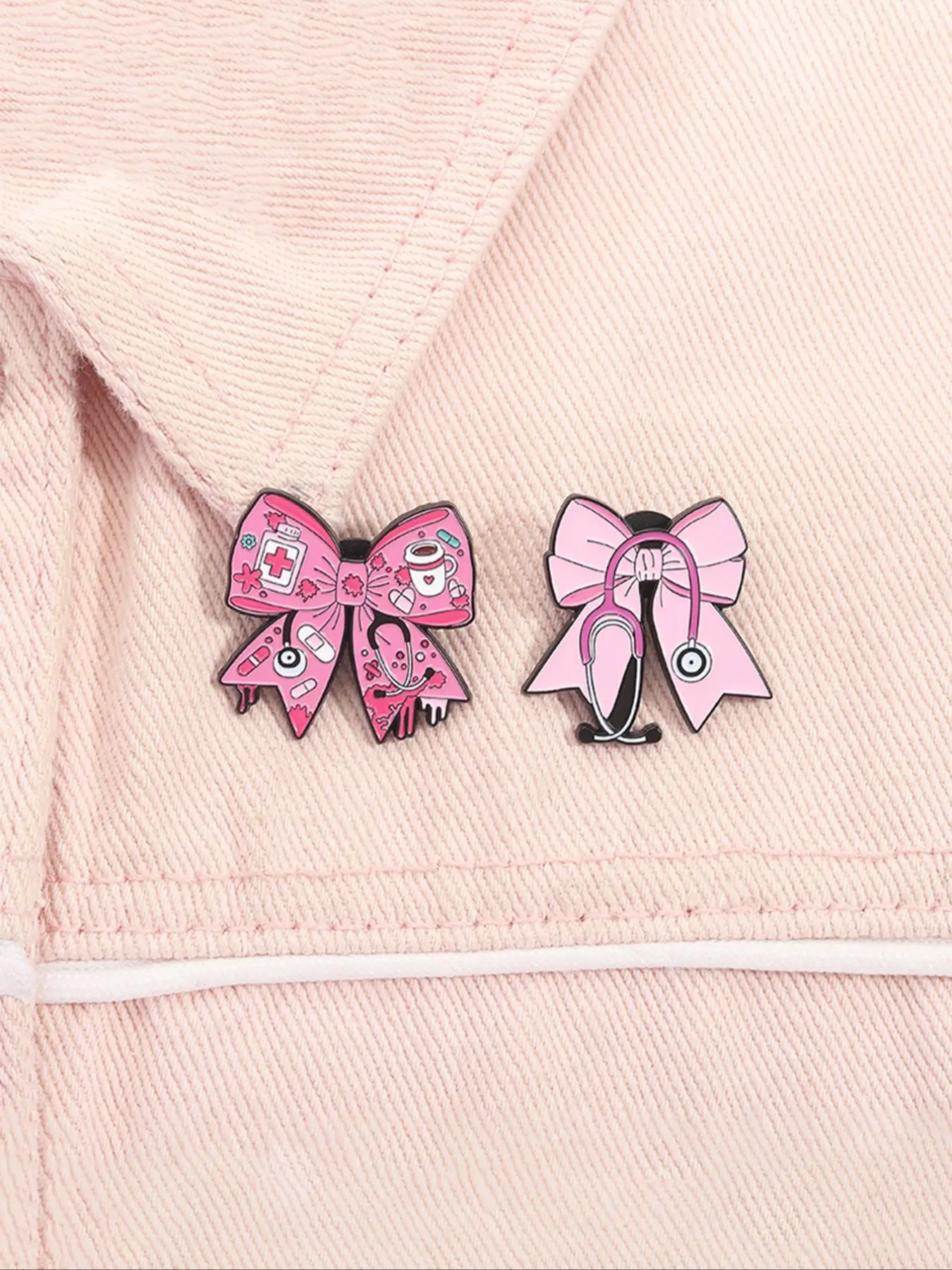 2pc Piece Bow Medical Stethoscope Bandage Brooches Lapel Brooch Cartoon Badges, Stylish Jewelry for Men Women, Perfect Gift for Friends