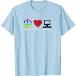 PEACE LOVE CODING Funny Computer Programming Humor Gift T-Shirt