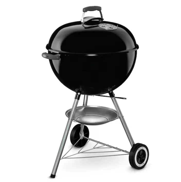 Weber Original Kettle 22-Inch Black Kettle Charcoal Grill, Classic Outdoor BBQ Grill with Porcelain Enameled Lid and Bowl, Durable Cooking Grate for Backyard Barbecues, Camping and Patio Cookouts