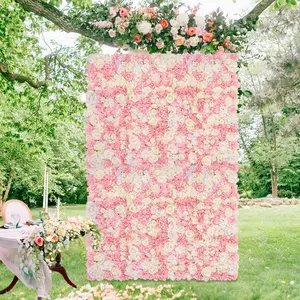 Pink&White Flower Wall Backdrop 12 Panels-15 x 15 Inches Floral Rose Wall Panels Artificial Flower Wall Wedding Flower Backdrop Wall 3D Flower Wall Panels for Backdrop Birthday Party Bridal Showers Decor