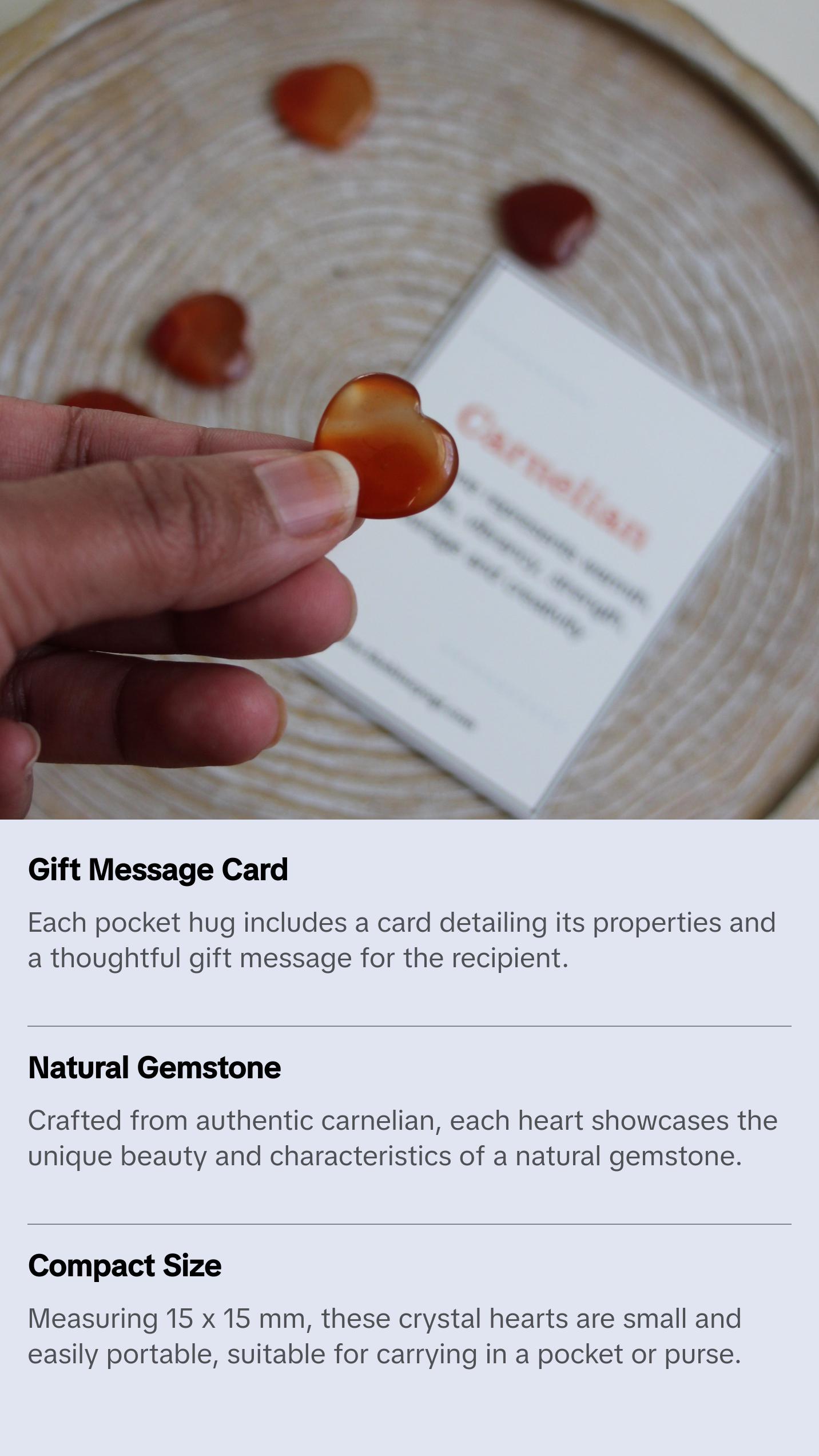 Natural Gemstone Pocket Hugs - Carnelian