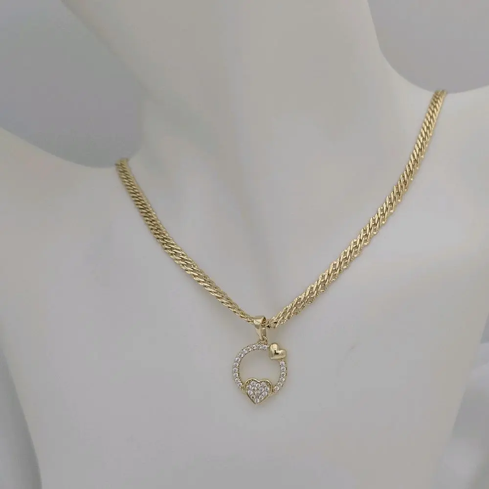 cadena 193 y dije circular corazón gold-plated