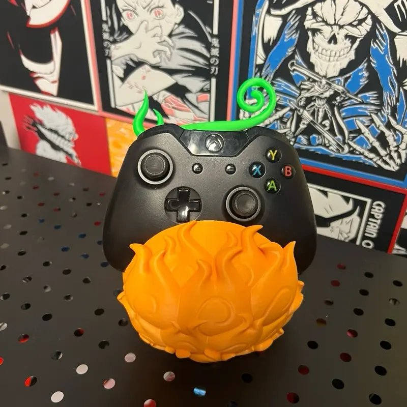 Ace/Sabo Devil Fruit Controller Holder - Orange Protective Case for PS5 & Xbox Controllers with Unique Anime Design